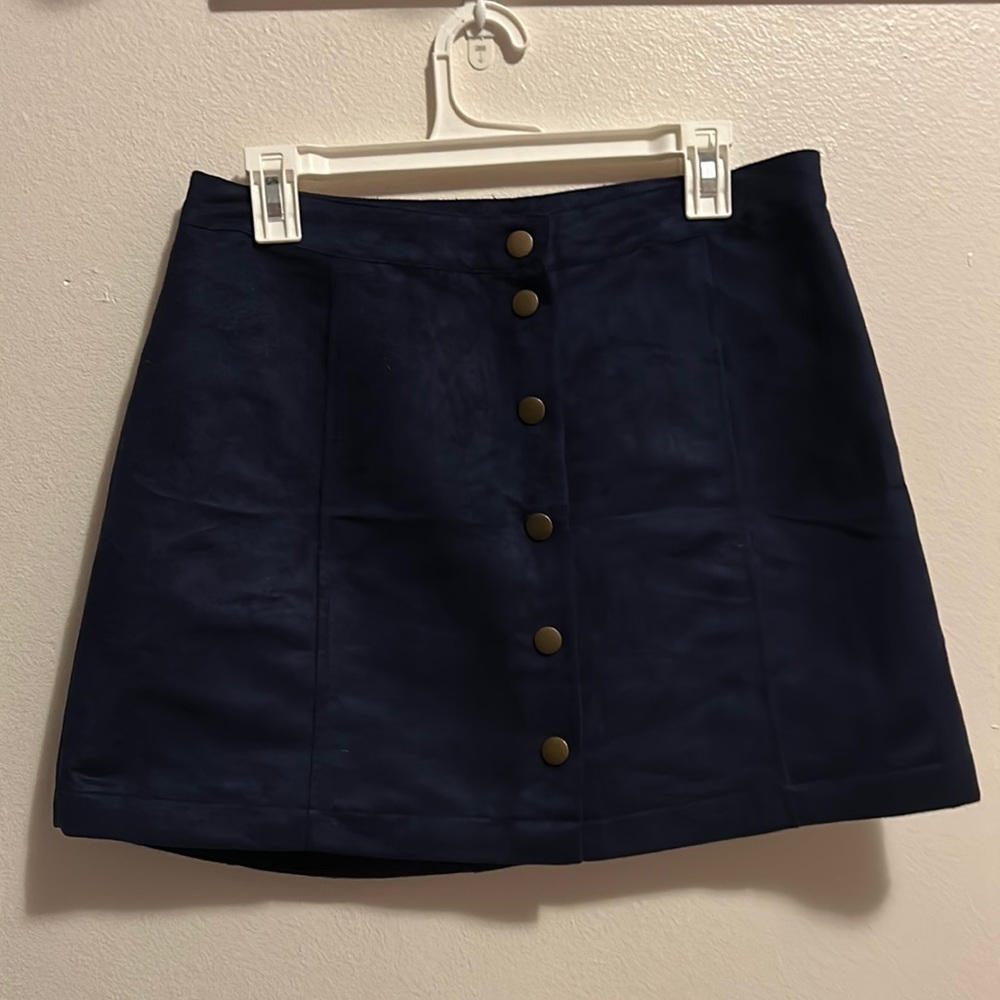 Blue Faux Suede Skirt